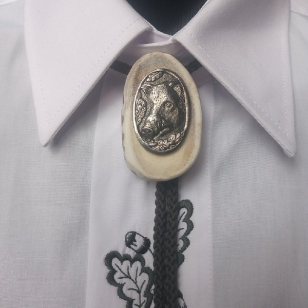 Myslivecká kravata Bolo - Divočák chróm I