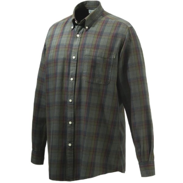 Wood Button Down košile - Green & Red Overd. Moss
